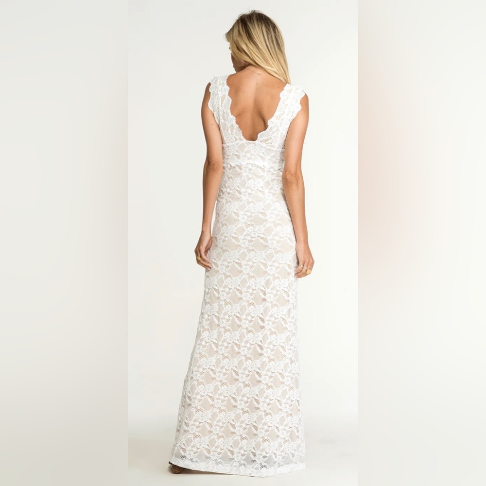 NIGHTCAP BHLDN *Perfect Plunge* white lace boho beach bridal maxi dress gown S - Picture 5 of 9